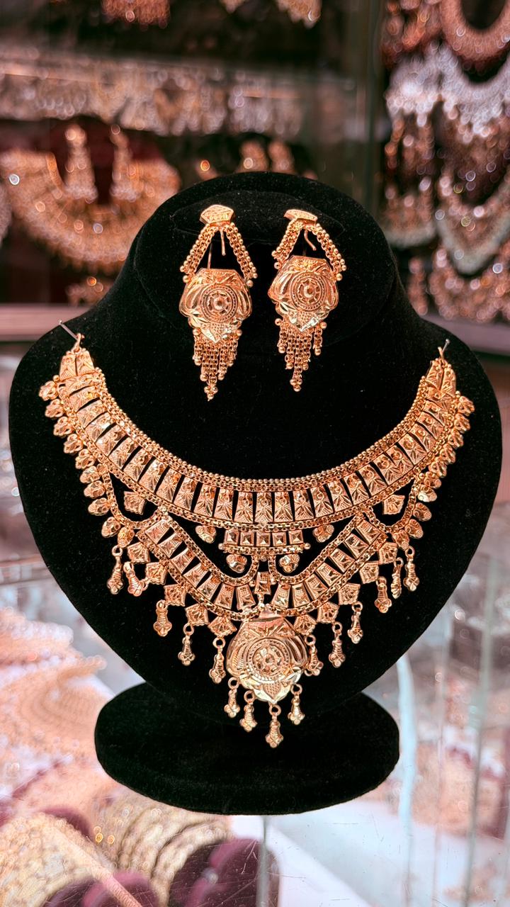 Gold Plated Necklace with Earrings