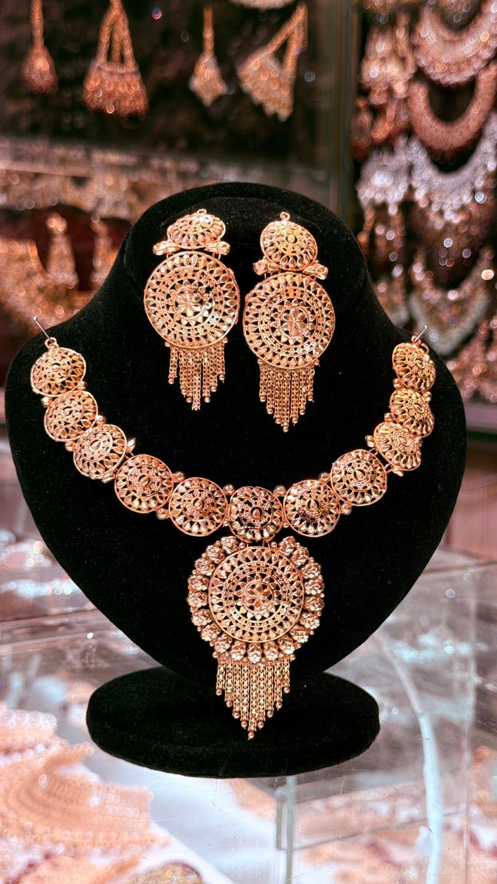 Gold Plated Necklace with Earrings