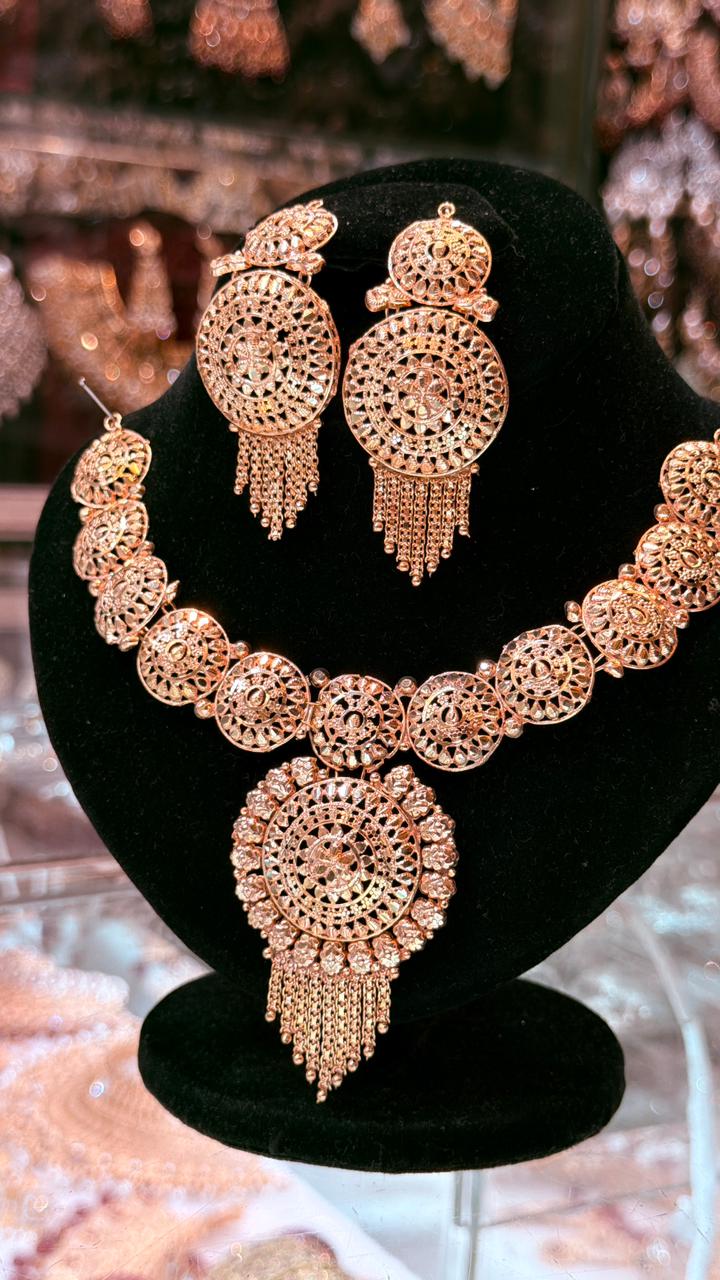 Gold Plated Necklace with Earrings