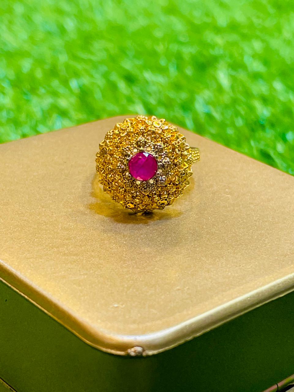 Gold Plated Ring with pink stone