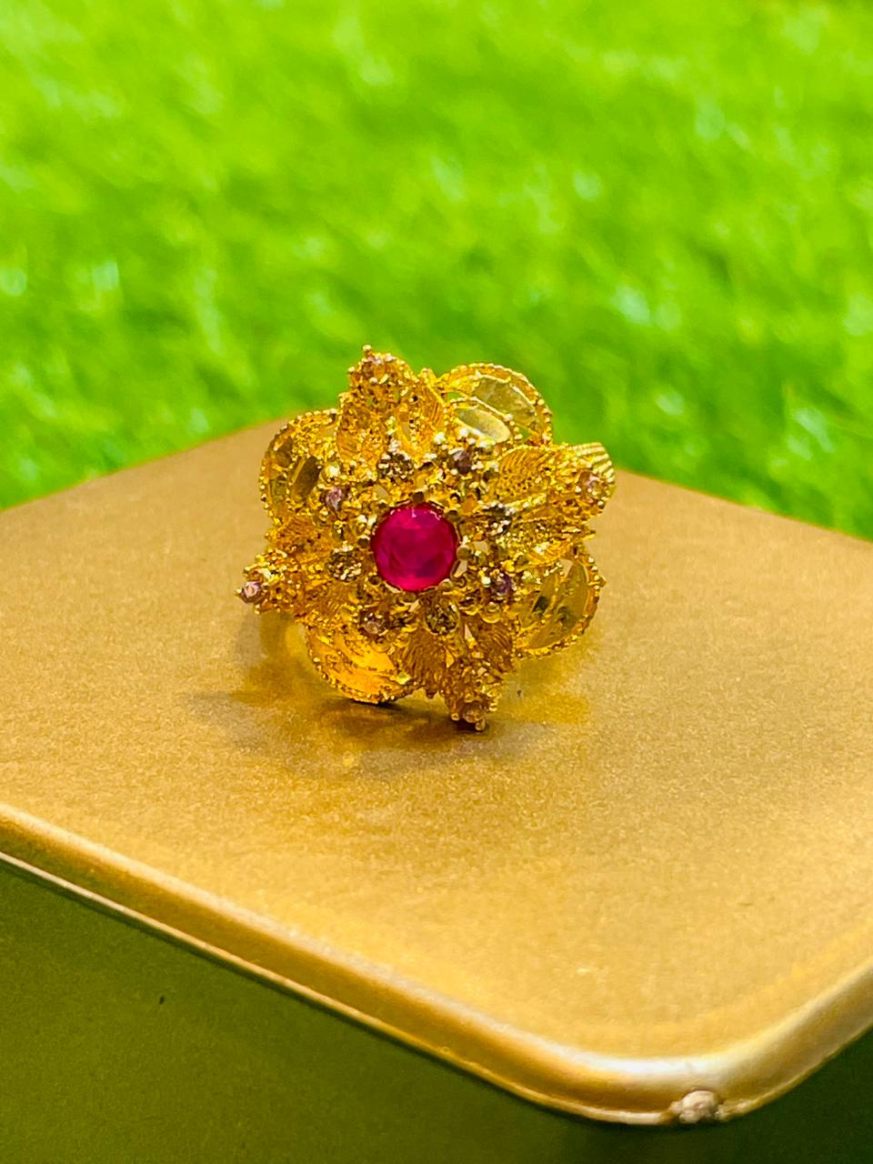 Gold Plated Ring with pink stone