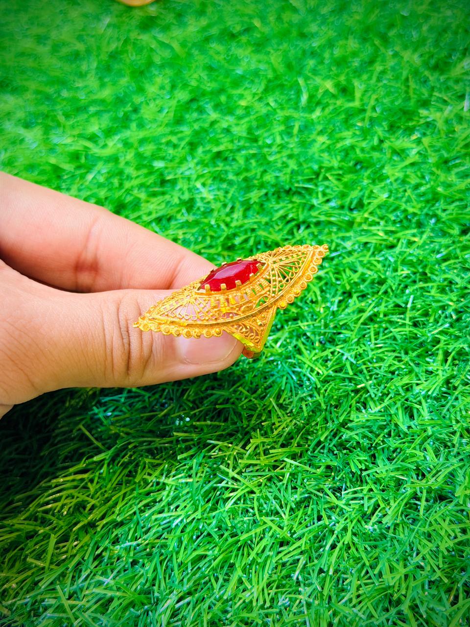 Gold Plated Ring with red stone