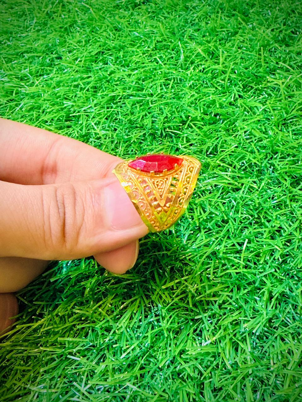 Gold Plated Ring with red stone