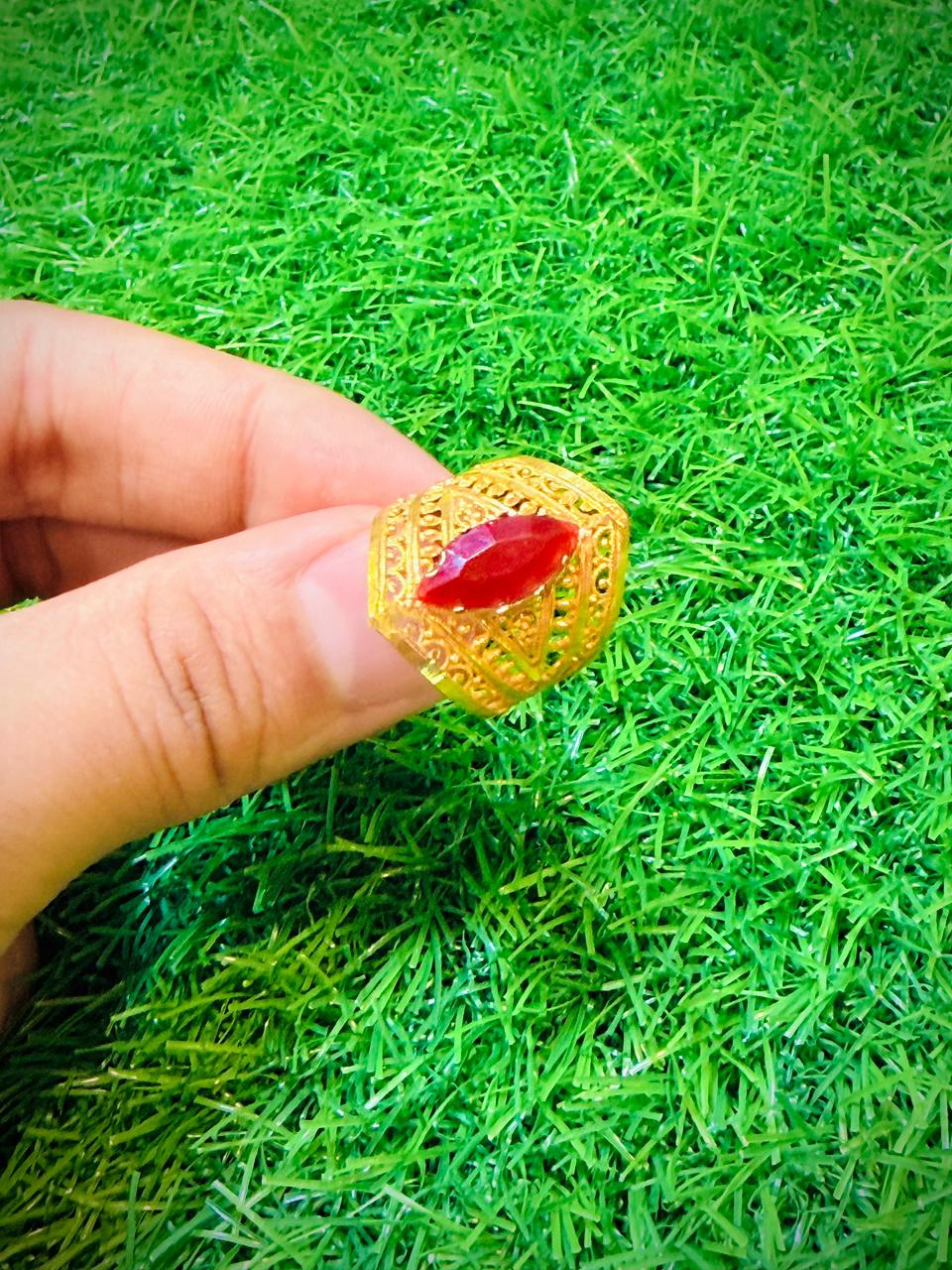 Gold Plated Ring with red stone