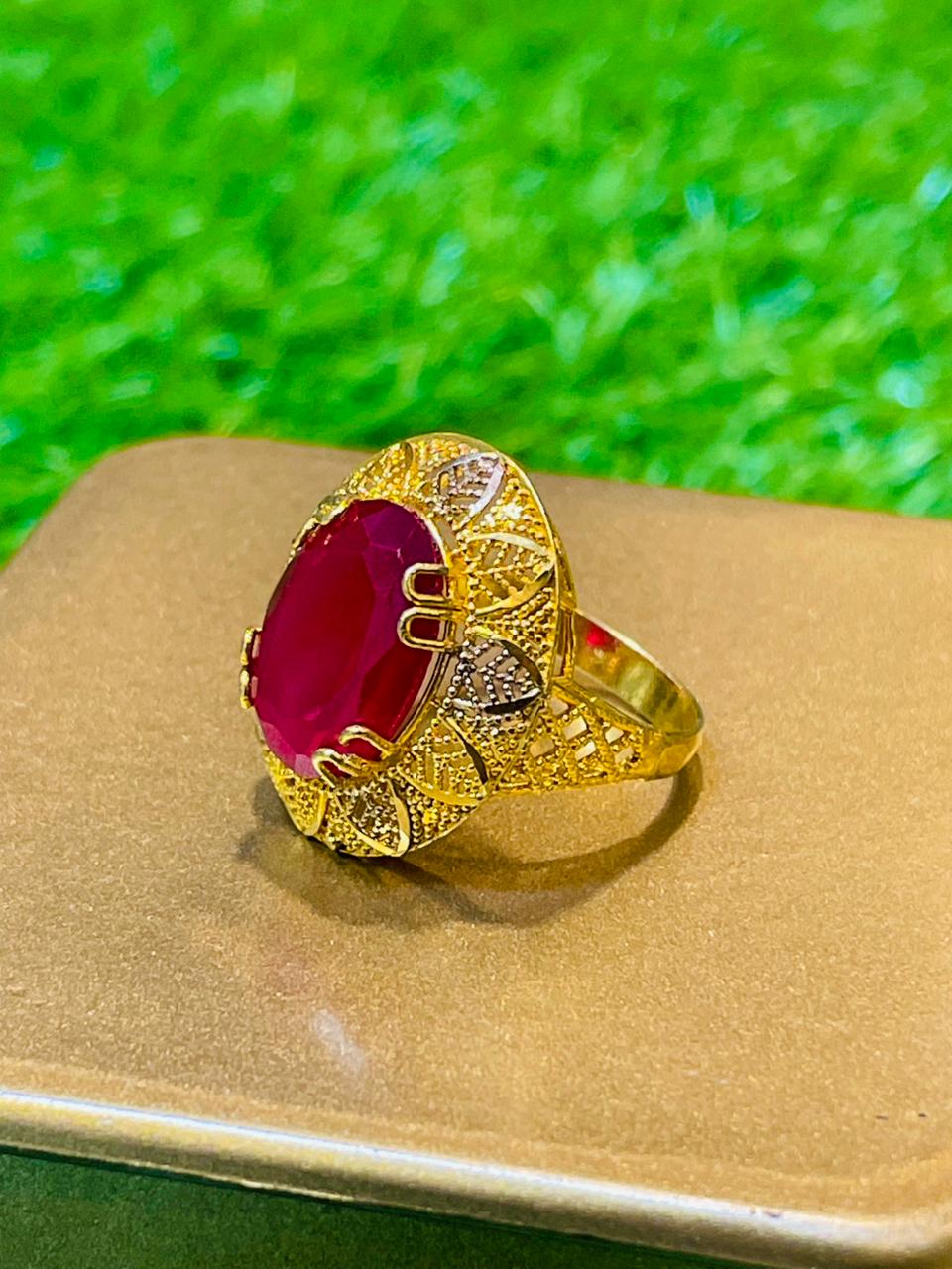 Gold plated Rings with shocking pink stone