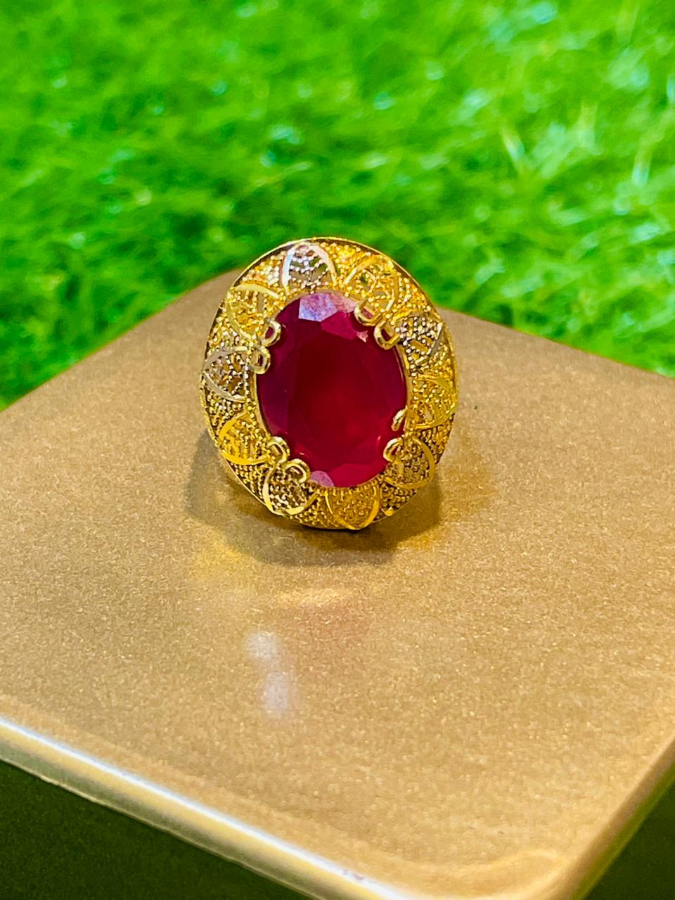 Gold plated Rings with shocking pink stone