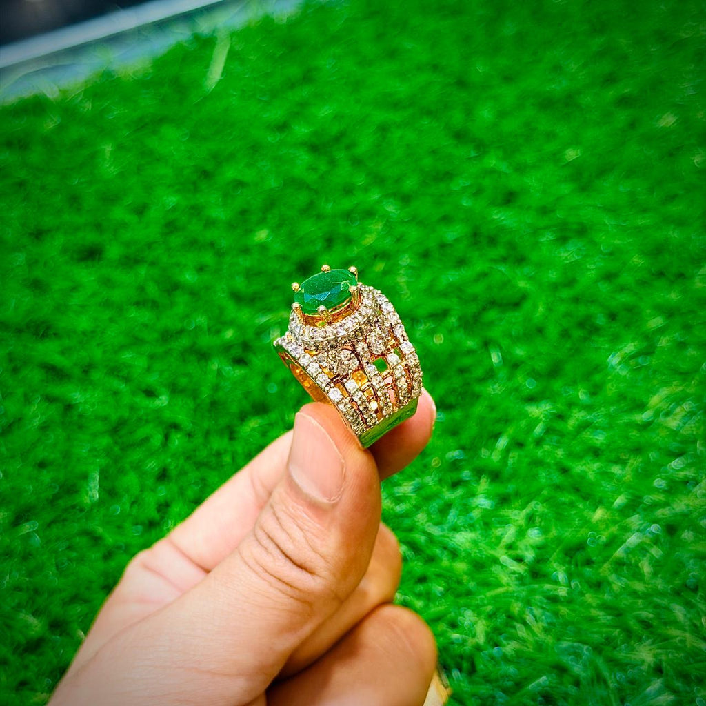 Gold plated ring with green stone