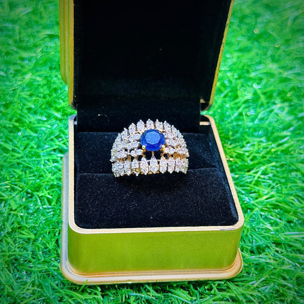 Gold Plated Ring with blue stone