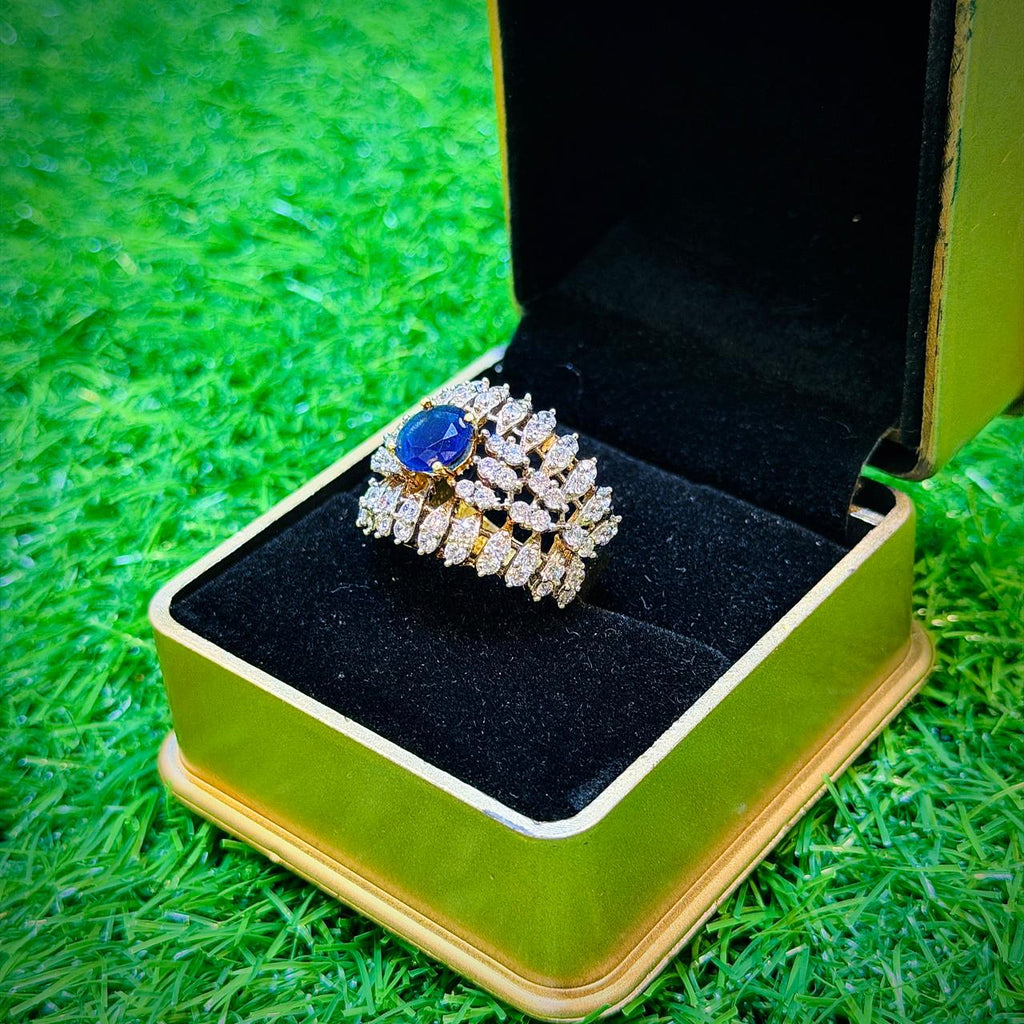 Gold Plated Ring with blue stone