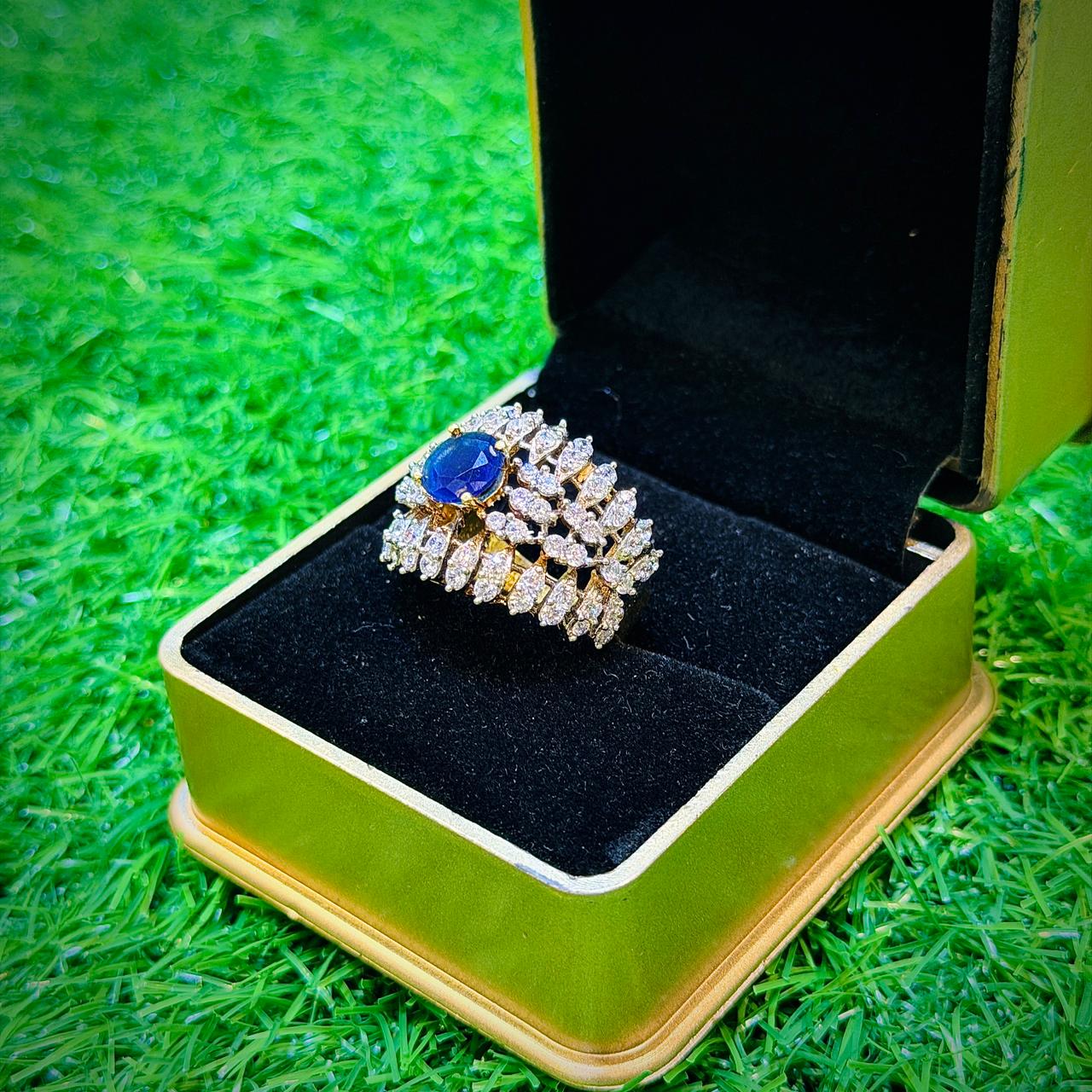 Gold Plated Ring with blue stone