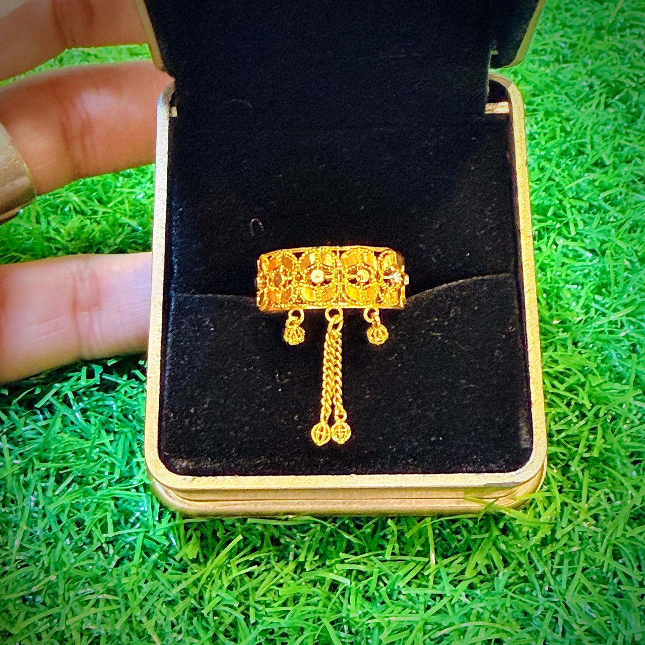 Gold Plated Ring with design strings