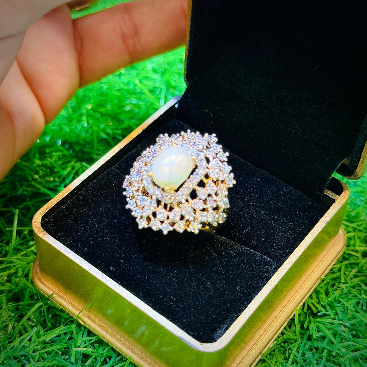 Gold Plated ring with opal stone unique design