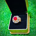 Gold plated ring with red stone