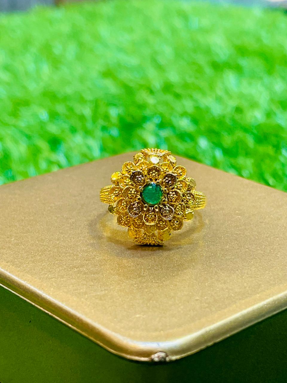 Gold Plated Ring with green stone