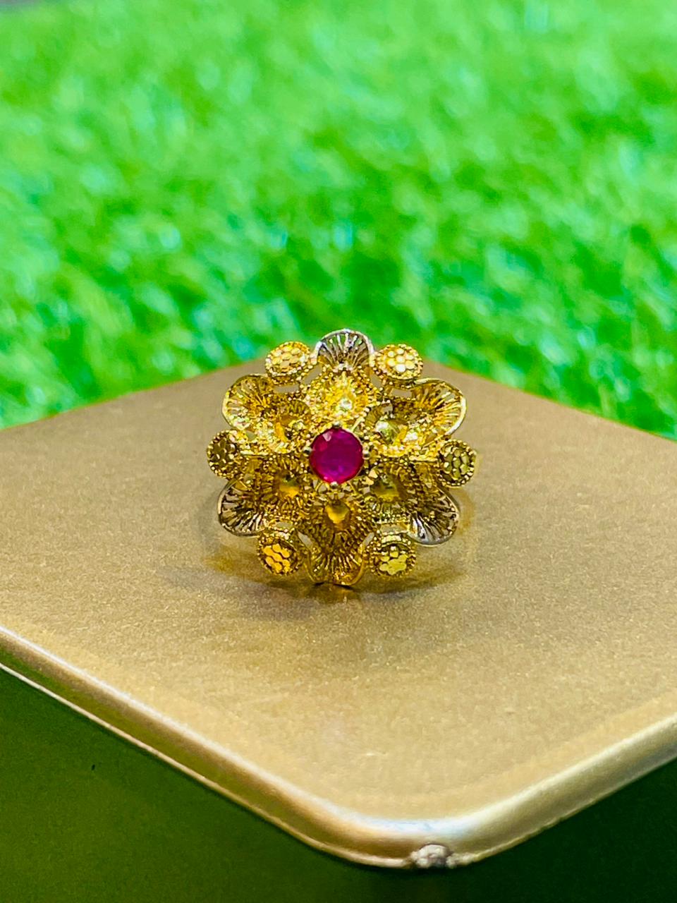 Gold Plated Ring with pink stone