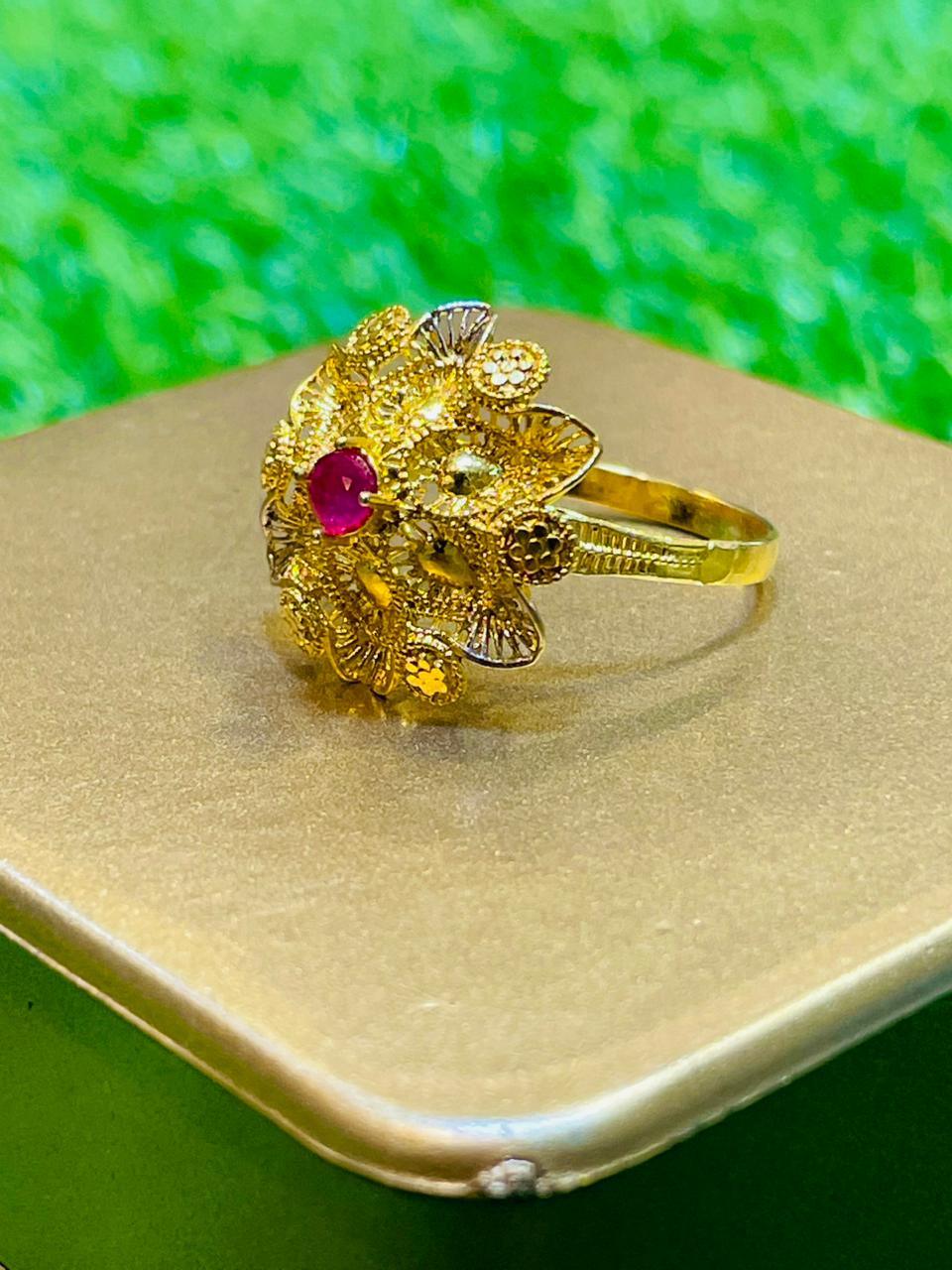 Gold Plated Ring with pink stone
