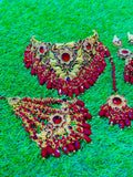 Kashees style red colour collar set