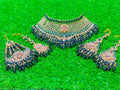Kashees style green colour collar set