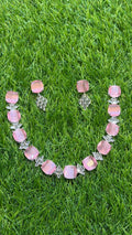 Pink colour one carat Necklace set with earring