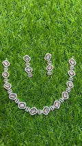 Pink colour one carat necklace set with earring