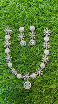Mint colour one carat necklace set with earring