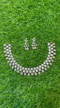 Pink colour one carat necklace set with earring