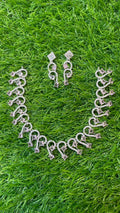 Pink Colour One Carat Necklace Set With Earrings