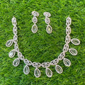 White Colour One Carat Necklace Set With Earrings