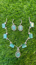 Mint Colour One Carat Necklace Set With Earrings