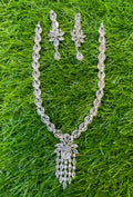 White Colour One Carat Necklace Set With Earrings