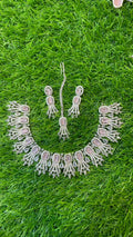 Pink Colour One Carat Necklace Set With Earrings