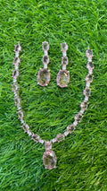 Pink Colour One Carat Necklace Set With Earrings