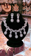 White Colour One Carat Necklace Set With Earrings