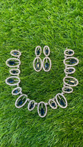 Navy Blue Colour One Carat Necklace Set With Earrings