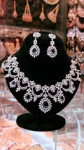 Navy Blue Colour One Carat Necklace Set With Earrings