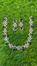 Navy Blue Colour One Carat Necklace Set With Earrings