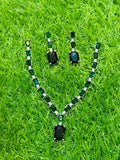 Green Colour One Carat Necklace Set With Earrings