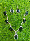 Green Colour One Carat Necklace Set With Earrings