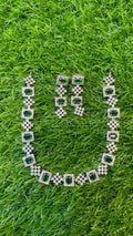Green Colour One Carat Necklace Set With Earrings
