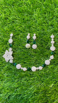 Green Colour One Carat Necklace Set With Earrings